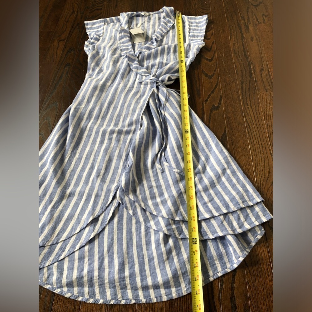 *NWT* Rails Women’s XS Light Blue/White Linen-Blend Louisa Juneau Stripe Dress - Picture 9 of 14